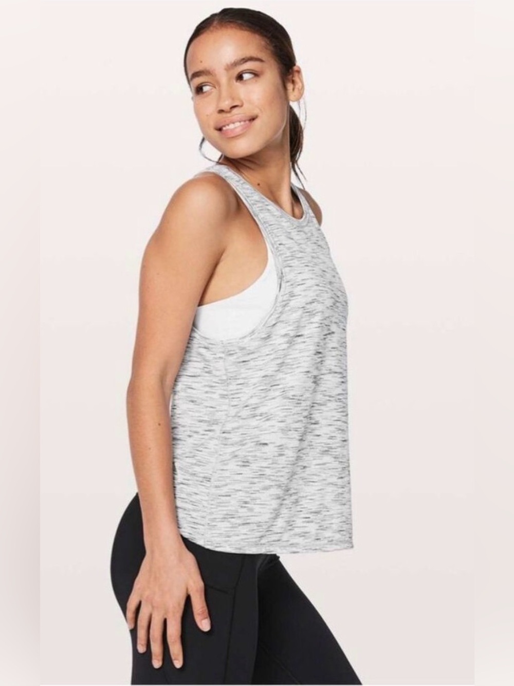 LULULEMON Squad Goals Tank Top Black/White Tiger Space Dye Sz:Small